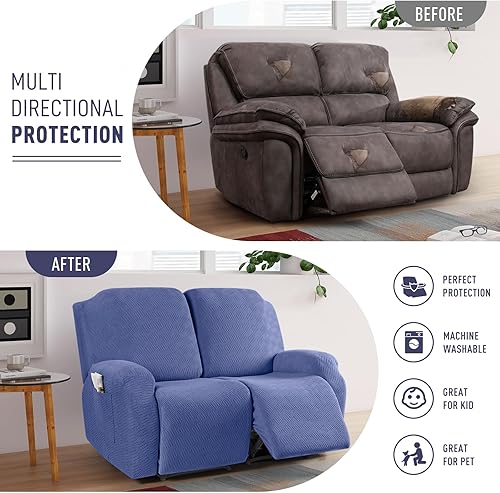 Vista 363 de KinCam Fundas para sillas reclinables, funda elástica y reclinable, fundas para sofá reclinable, fundas de sofá reclinable a rayas, fundas Gris