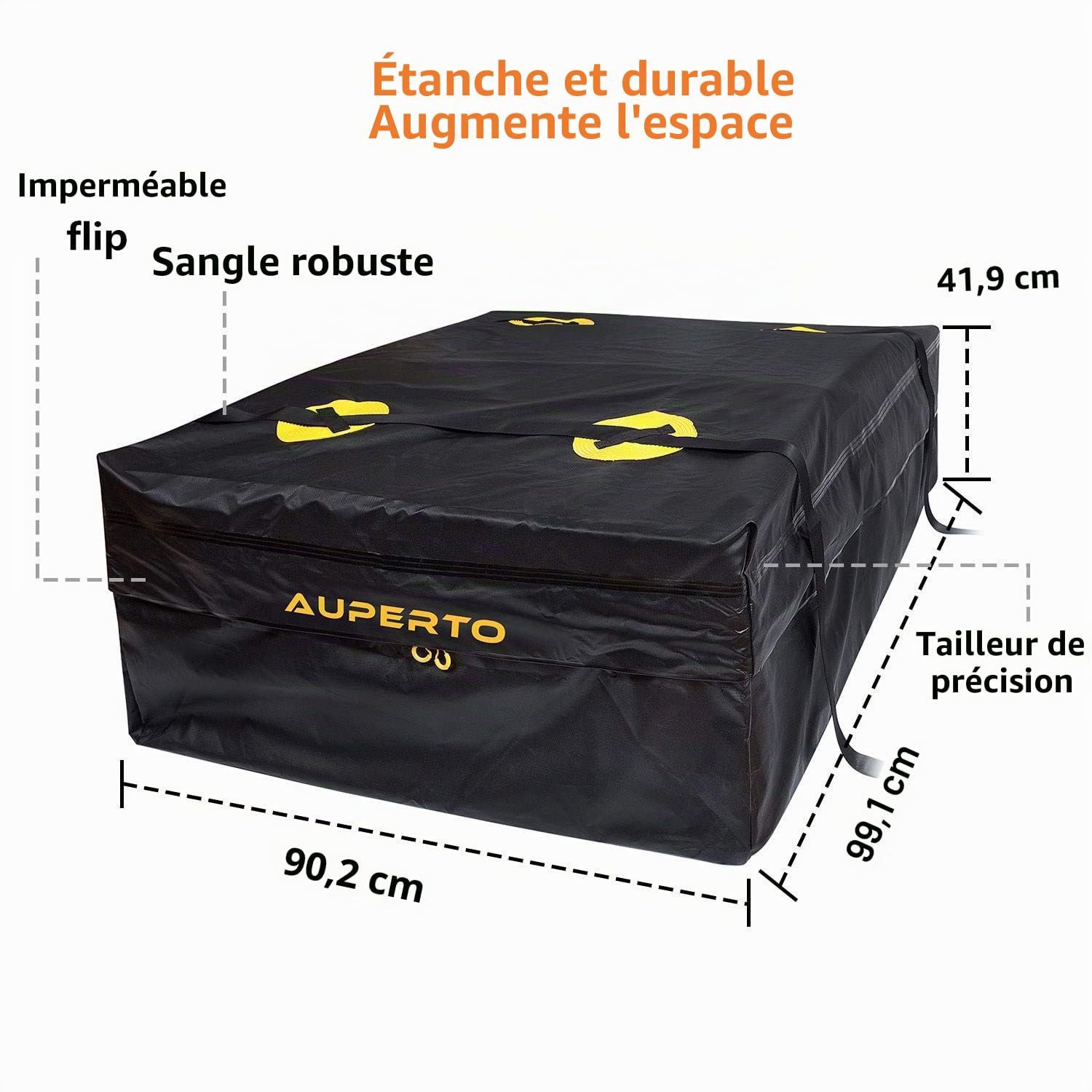 Sac de Toit, 425L Coffre de Toit Souple Pliable Etanche pour Toutes Les Voitures avec/sans Porte-Bagages, (RTUK-001)