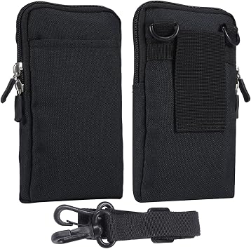 Cell Phone Belt Bag Men Black, Cell Phone Crossbody Bag Men, 6.9" Waterproof Outdoor Sport Mini Shoulder Belt Phone Pouch Waist Bag Mobile Phone Belt Loop Holder Small Messenger Purse with Card Holder