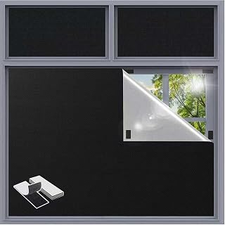 Tende Oscuranti Autoadesive 100x145cm, 420D Tenda Oscurante per Finestra, Pellicola Senza Trapano per Camera da Letto, Ritagliabile a Qualsiasi Misura, Portatile Temporanea per Viaggio, 12 Velcro