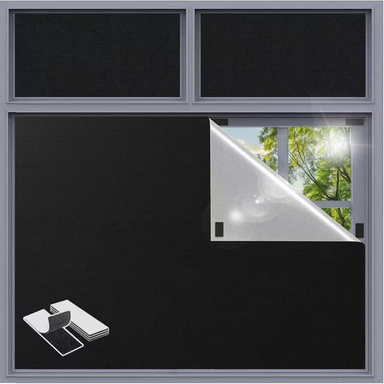 Roleta zaciemniająca bez wiercenia, roleta zaciemniająca, 100% materiał zaciemniający, 100 x 145 cm, przenośne termiczne zasłony zaciemniające do sypialni, pokoju dziecięcego, strychu, biura