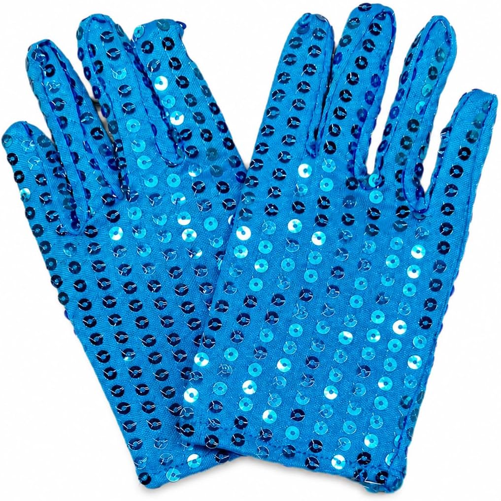 Petitebella Sequins Short Gloves, White - Sparkly Performance Gloves for Costume, Party, Stage