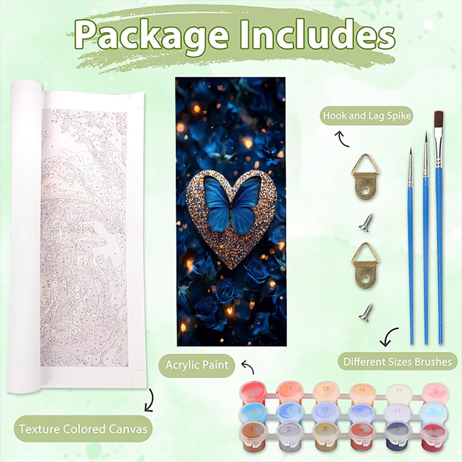 Malen Nach Zahlen 50x150cm Leinwand Schmetterling Malen Nach Zahlen Erwachsene mit Ohne Rahmen, DIY Kreativ Set für Erwachsene mit Pinseln und Acrylfarbe, Deko Blumen 1 Landschaft Geschenk, P0M-953