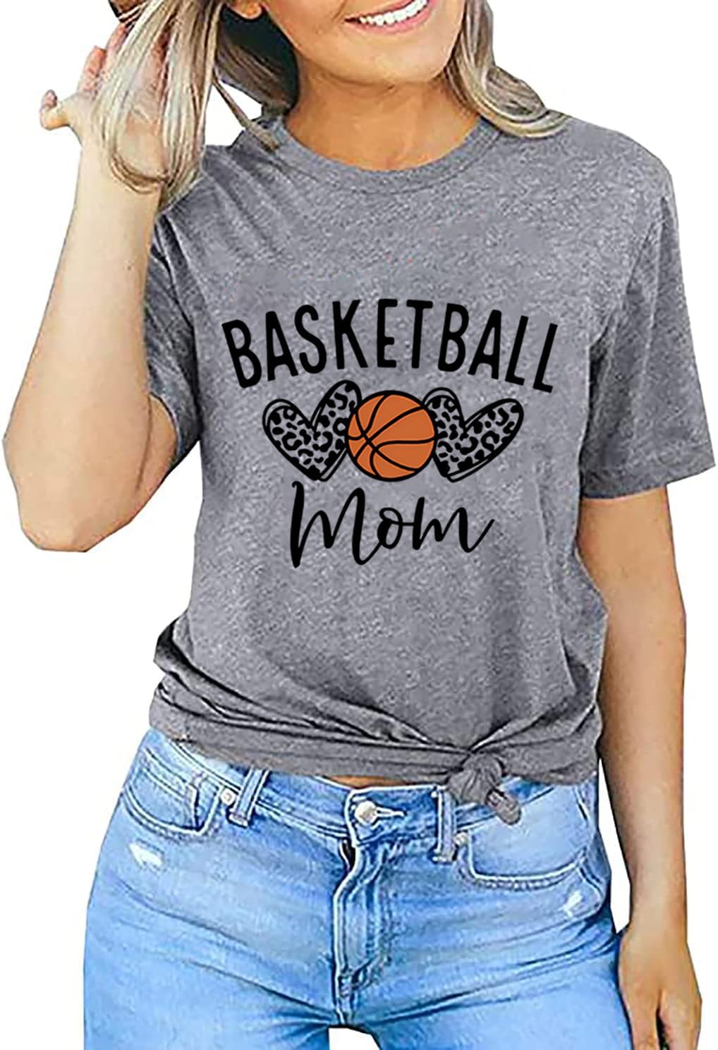 Women Basketball Mom Shirts Game Day Basketball Sports Lovers T-Shirt Casual Short Sleeve Tops Tee - Image 2