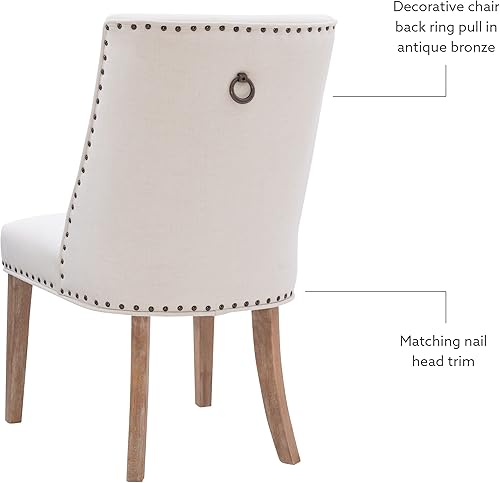 Vista 6 de Powell Company Parnell - Juego de 2 sillas de comedor tapizadas naturales