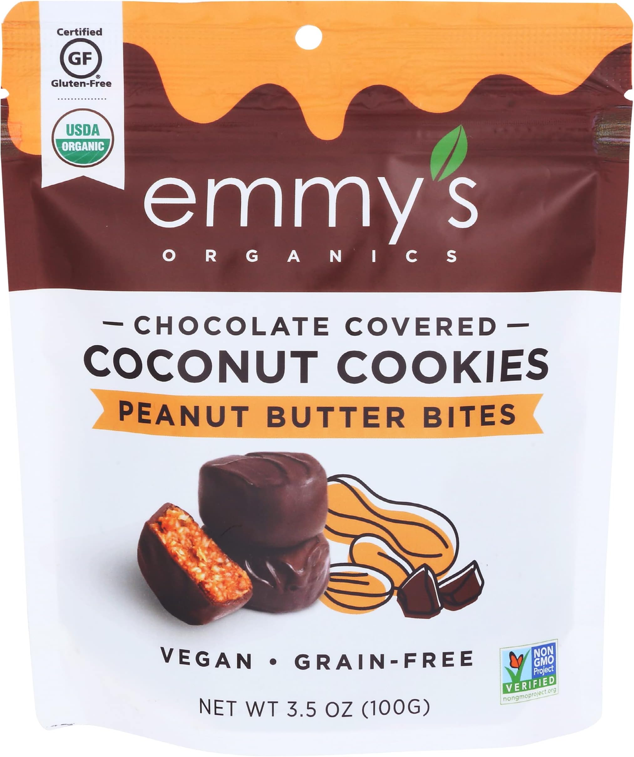Emmys Organic Peanut Butter Chocolate Coconut Cookie Bites, 3.5 OZ