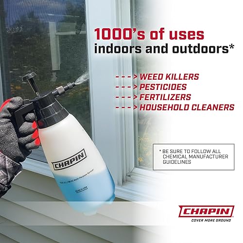 Miniatura 3 de Chapin 10031 - Pulverizador manual para jardín de 2 litros0.52 galones con boquilla de latón ajustable, gatillo de pulgar con función de bloqueo,