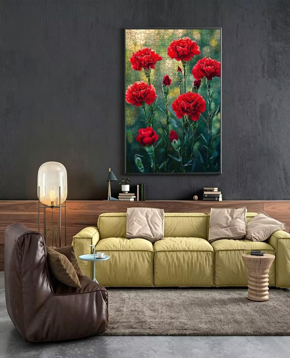 Puzzle 1000 elementów, czerwone kwiaty puzzle dla dorosłych 1000, klasyczne puzzle, gra zręcznościowa dla całej rodziny, z opakowaniem, dekoracja, puzzle, prezenty BXHZW3-359