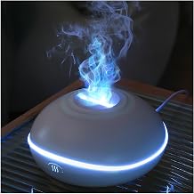 Flame Humidifier 7 Flame Colors Changing Noiseless, 200ml Difusor de Aceites Esenciales with Waterless Auto Shut-Off for Bedroom,Office,Yoga,White