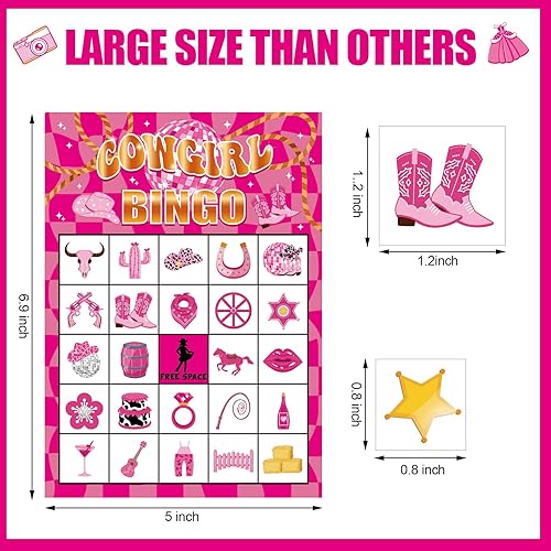 Miniatura 3 de Juegos de bingo para fiesta de vaquera occidental, juegos de bingo para niñas, vaquera, despedida de soltera, regalos de cumpleaños para 24