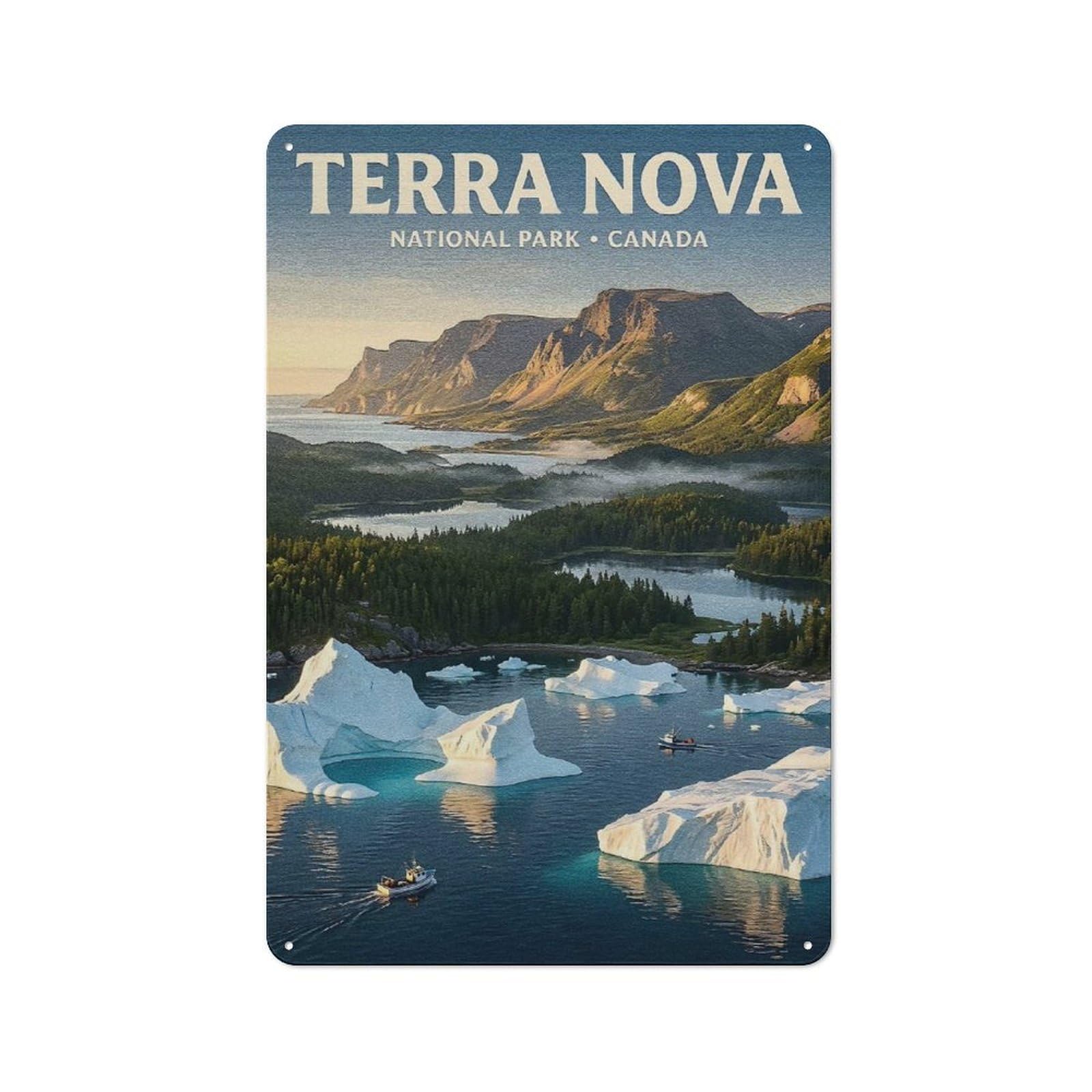 Junmoney Style-15 Tin Wall Plaque 30X20cm With Terra Nova National Park, Canada For Guest Room Or Hallway, For Updating Guest Room And Hallway After Moving