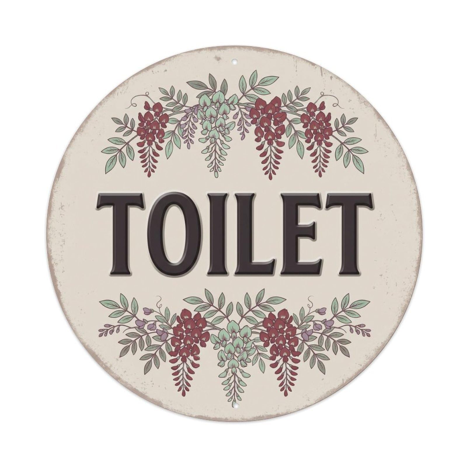 Okahys 8X8inch(20X20cm) Toilet(Wc) Signage Wisteria Vintage Metal Tin Sign