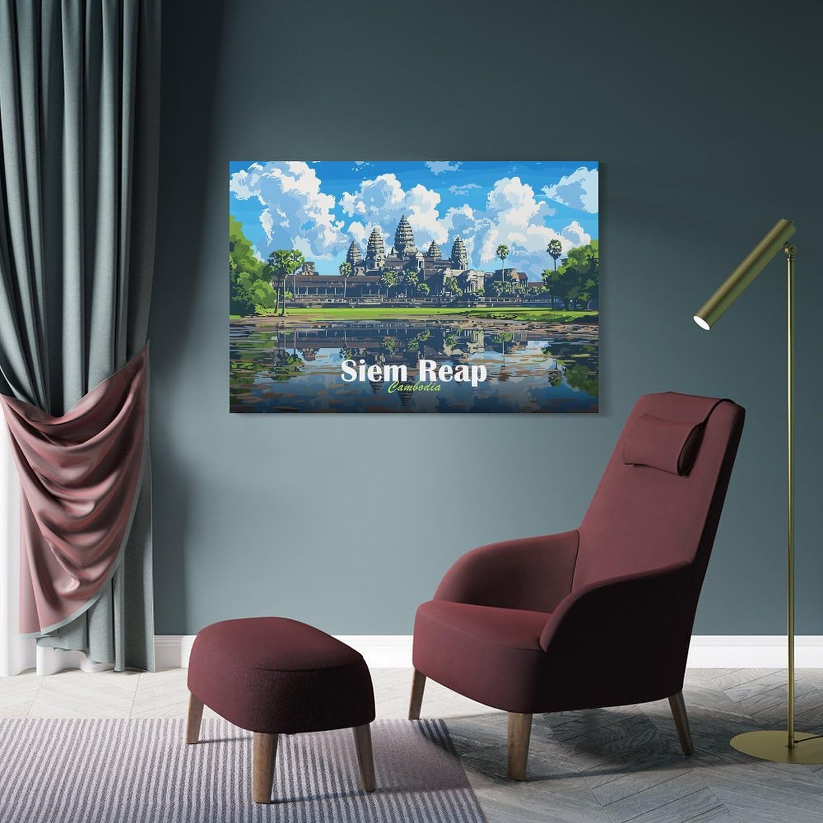 Junmoney Angkor Wat Temple, Siem Reap Decorative Wall Artwork 20x30inch(50x75cm), for Living Room, Bedroom, Office Or Hallway, Decorative Artwork with Broad Appeal