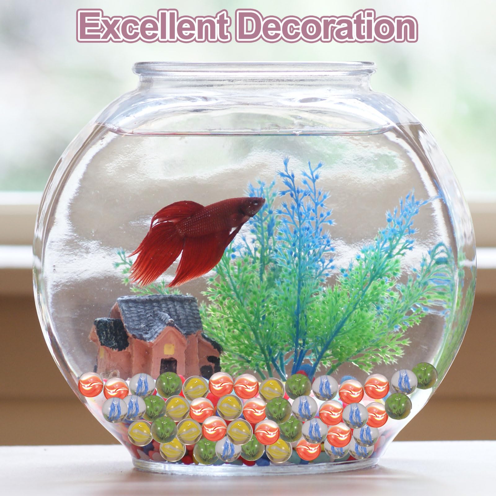 QUARKZMAN 1LB Biglie Vetro per Vasi, 0.63" Biglie Tonde per Riempimento Vasi Ad Arco Interno Perle Trasparenti all'Ingrosso per Decorazione Casa, Pietre Decorative per Fiori (Rosso)