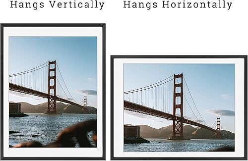 Vista 73 de Frametory - Colección de marcos de metal para fotos, marco de aluminio para fotos con alfombrilla de color marfil y cristal real Dorado