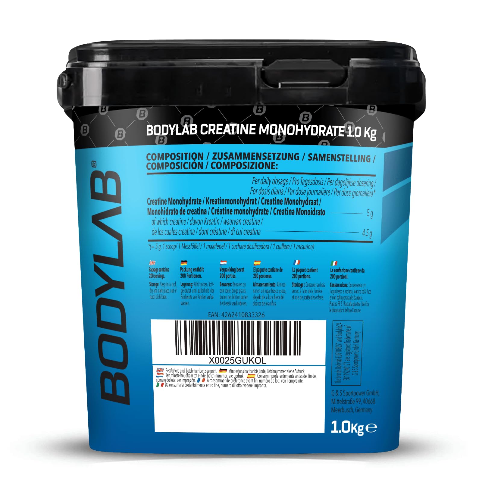 Bodylab24 Pure Muscle Gainer Biscotti & Crema 2000g, 33g di carboidrati