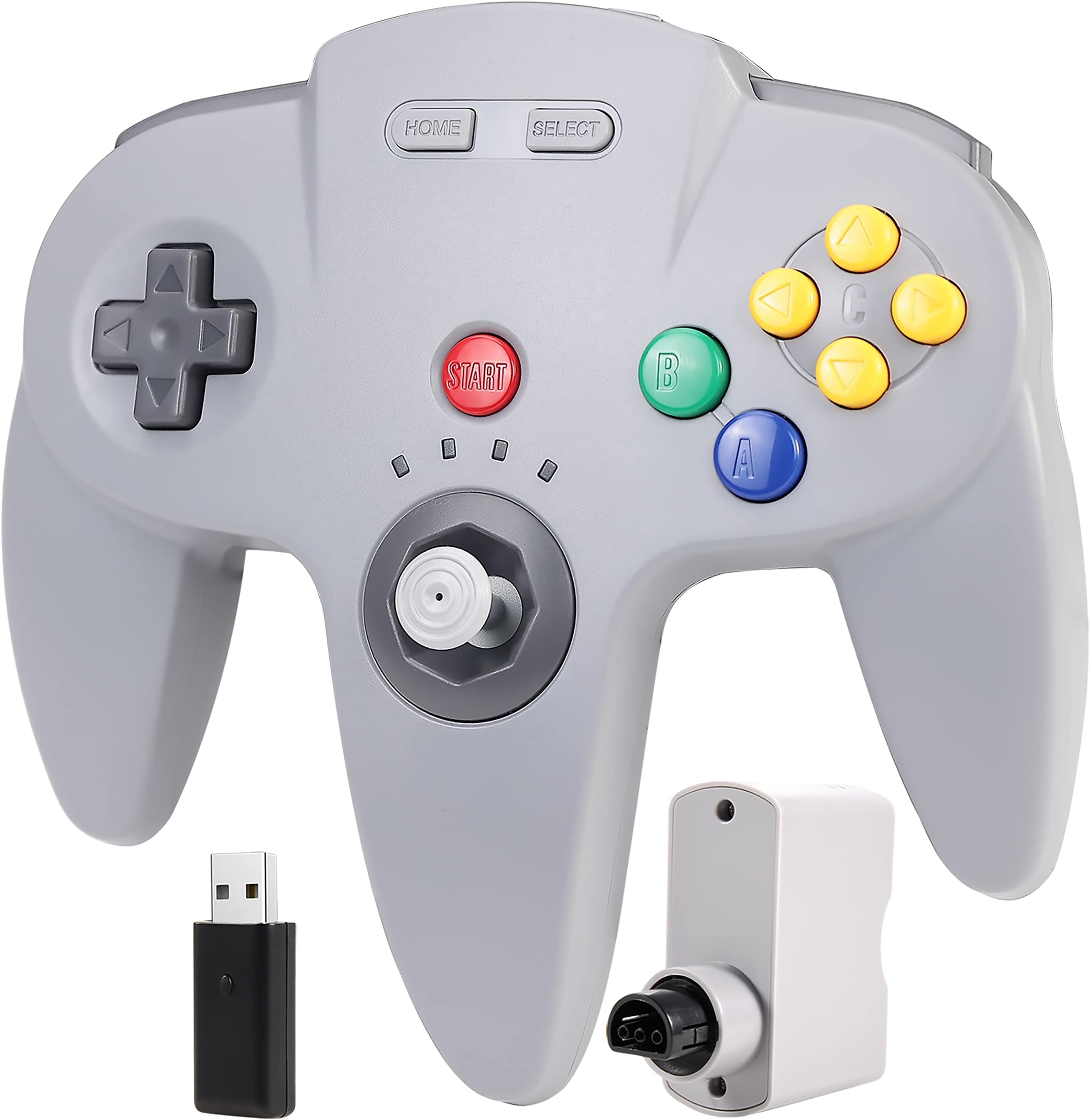 SAFFUN 2.4 GHz Wireless N64 Switch Online Controller, USB Receiver & N64 Receiver, Compatible with Windows PC Laptop iOS Mac Raspberry Pi, N64 / Switch Online/NSO - (Rechargeable) (Plug and Play) Gray