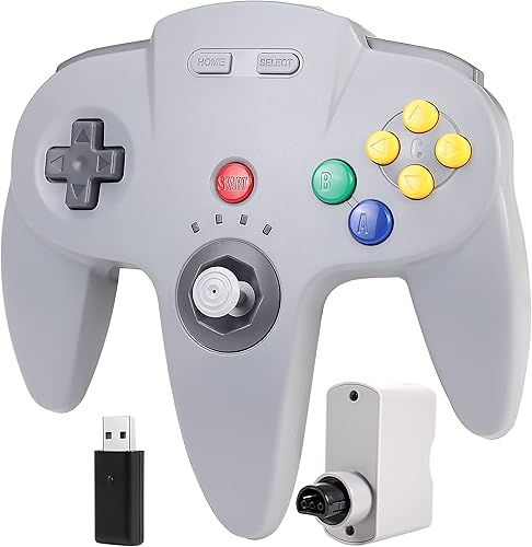 2.4 GHz Wireless N64 Switch Online Controller, USB Receiver & N64 Receiver, Compatible with Windows PC Laptop iOS Mac Raspberry Pi, N64 Switch