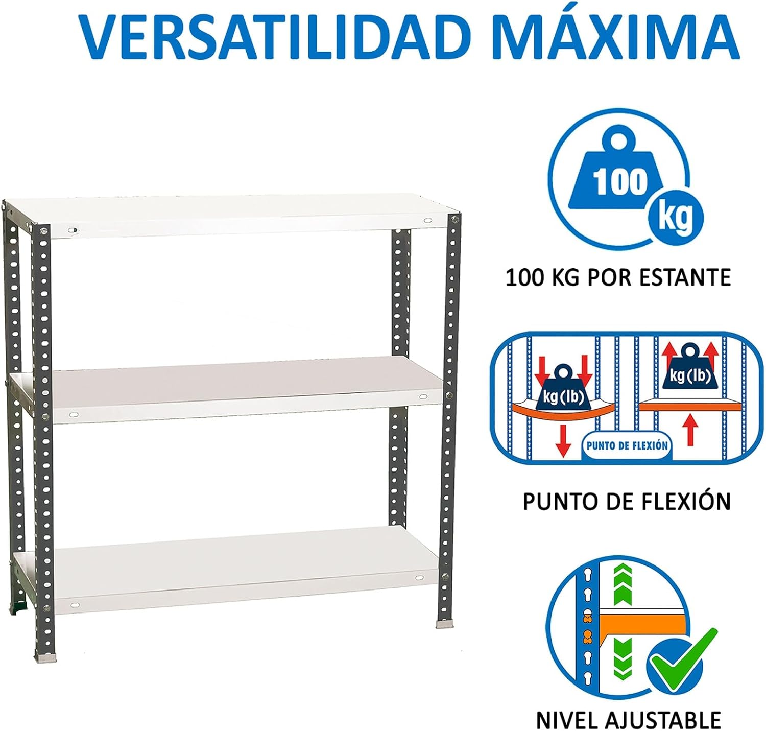 Simonrack Metal Shelf with Comfort Mini 3/400 1000 Anthracite/White Screws