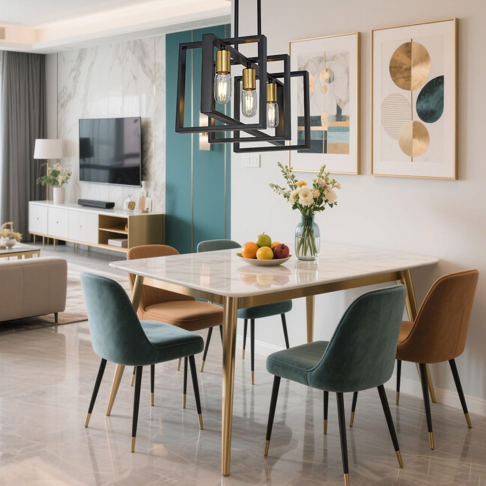 lampadari da cucina, lampadario della tavola da pranzo, lampadari da cucina per la sala da pranzo il salone, corridoio del foyer, struttura di legno. (Nero,3 luci)