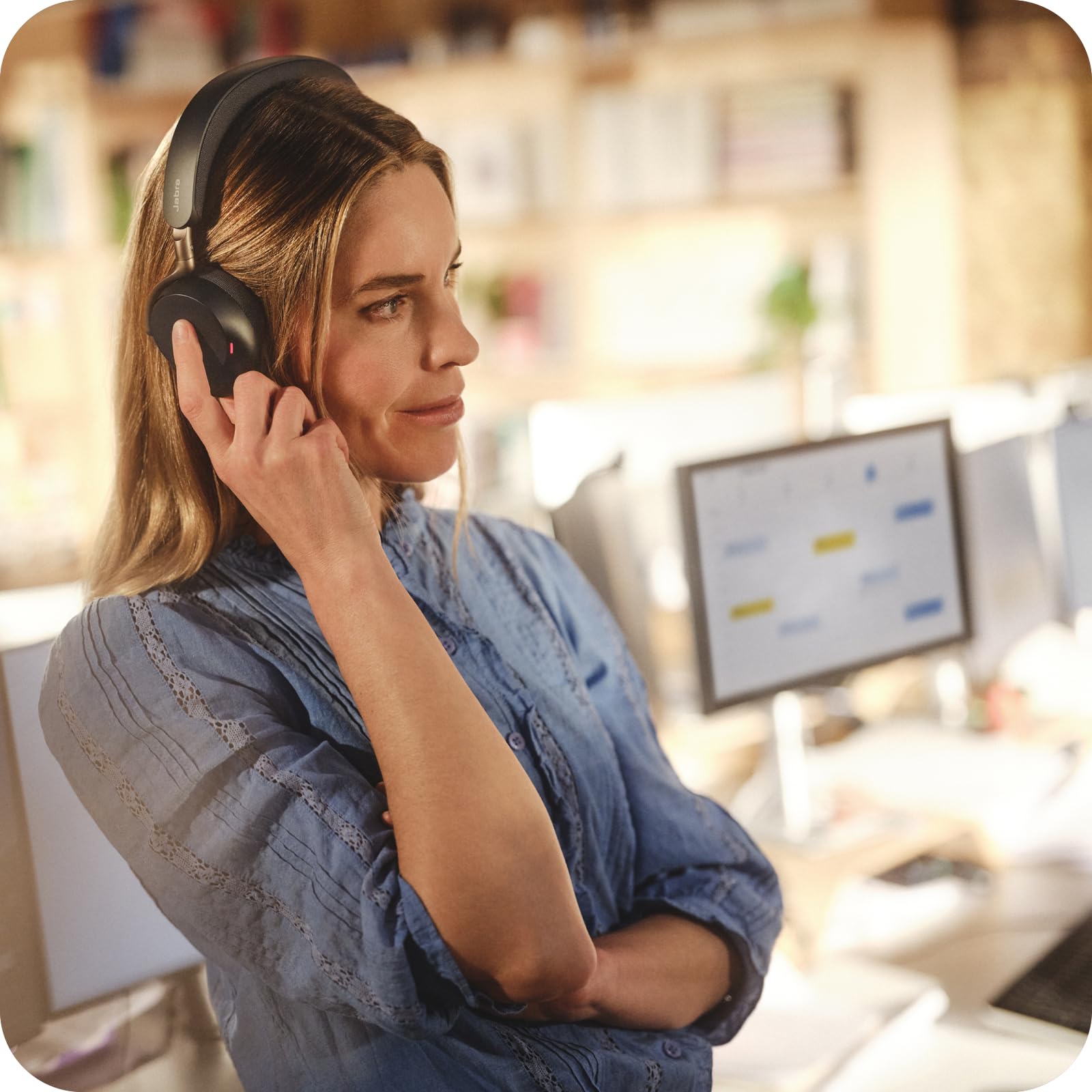 Jabra Evolve3 75 Casque on-Ear Bluetooth sans Fil avec Micro et Station de Charge pour Travail, USB-C, IA Appel Vocal, ANC Avancée, 22h, MS Teams Certifié, Noir