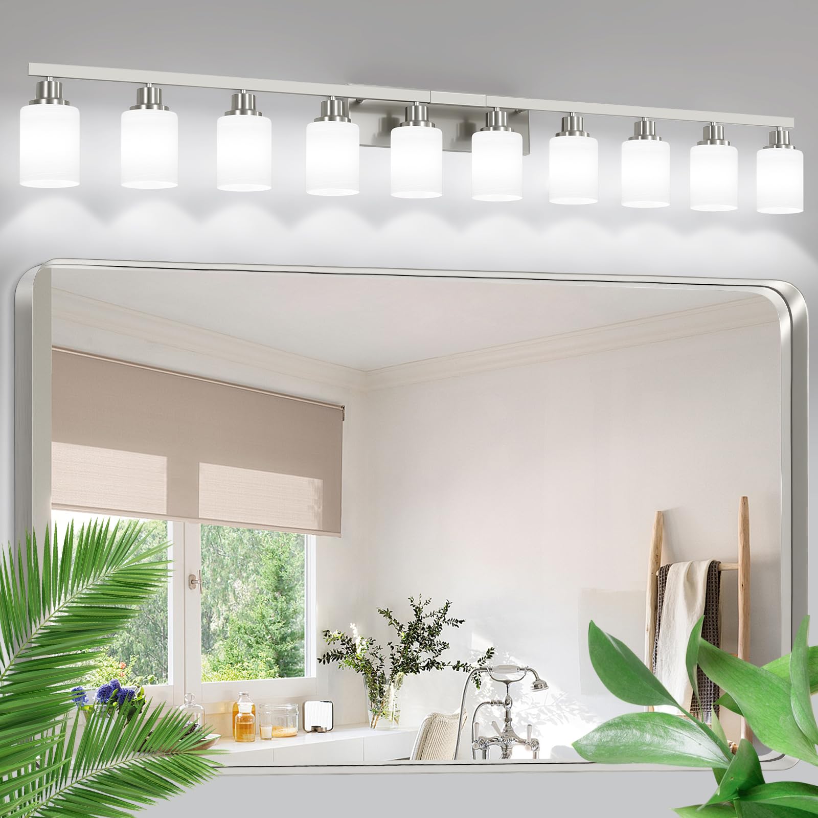 DIKAIDA 10-Light Brushed Nickel Vanity Light