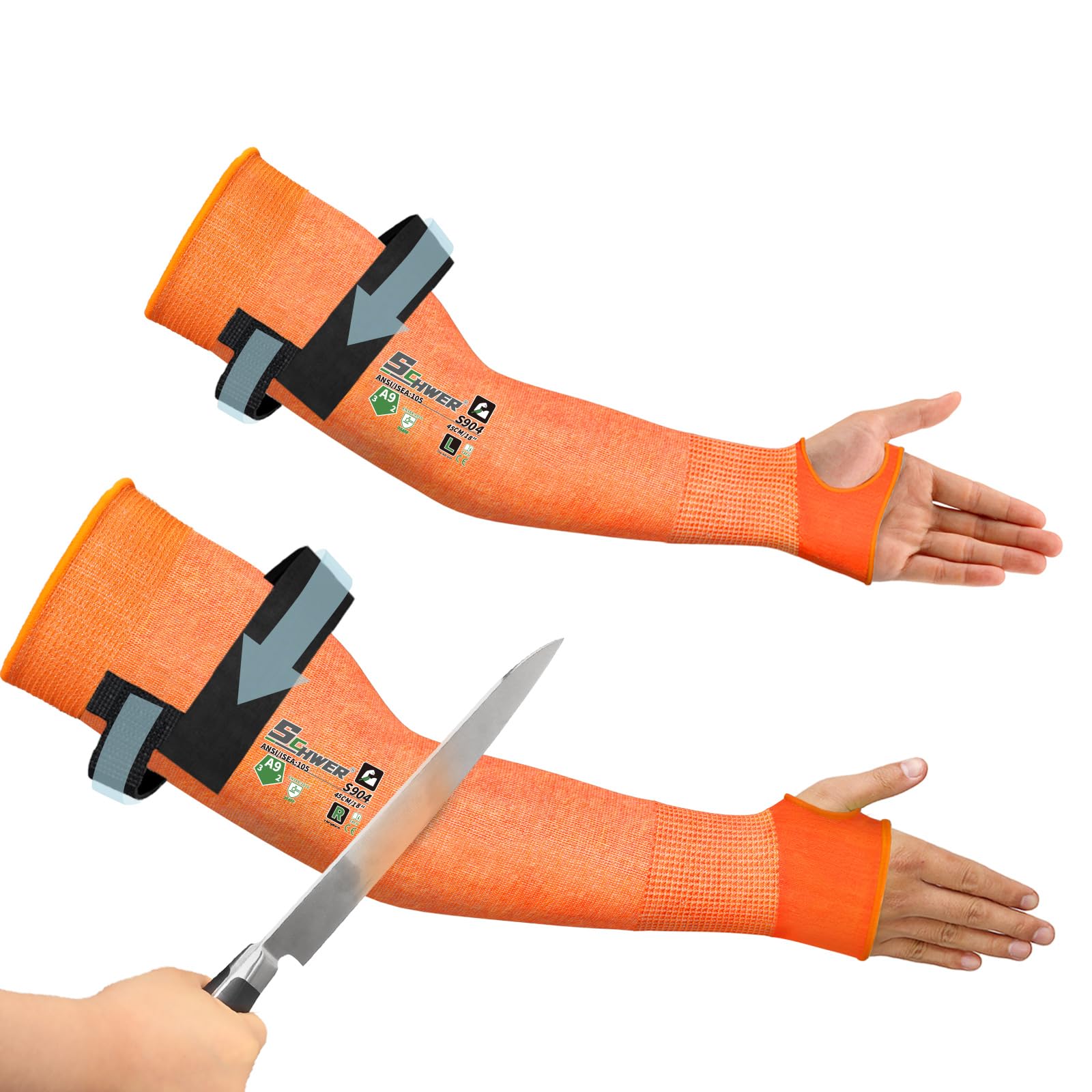 Schwer PRO-SKIN ANSI A9 Cut Resistant Arm Sleeves for Men & Women, Puncture Resistant Arm Protectors for High Risk Work