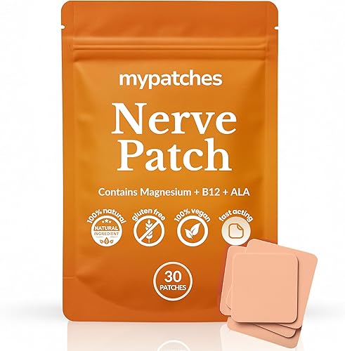 Parche nervioso con magnesio, B12 y ácido alfa lipoico, con ingredientes naturales para comodidad diaria, 30 parches