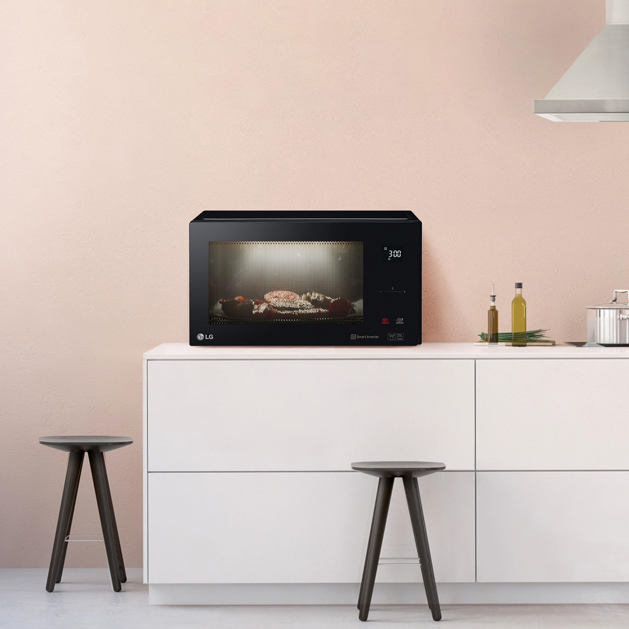 LG MH6535GDS Smart Inverter, Microondas 1000 W con Grill 900 W, Color Negro, 25 Litros
