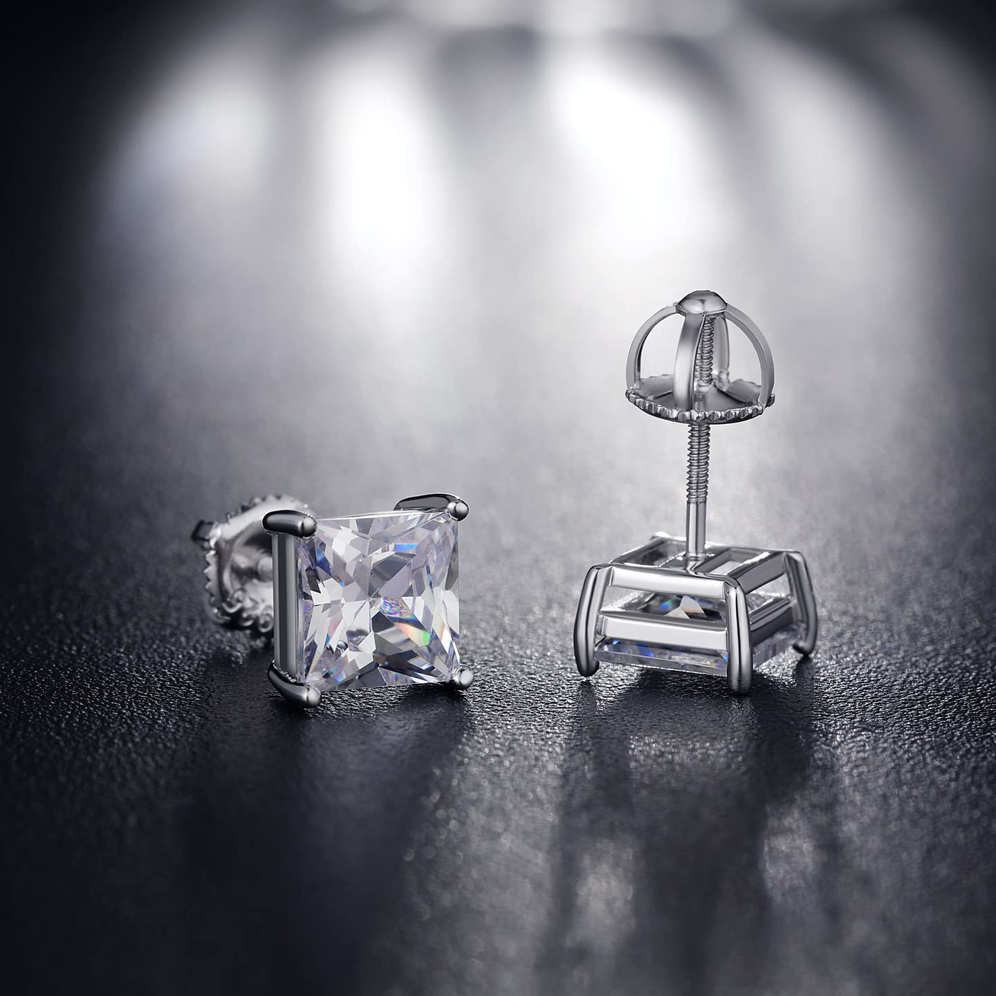 jiamiaoi 18K Weißegold plattiert Ohrstecker Silber 925 mit Schraube Ohrring Stecker, Nickelfrei Zirkonia Diamant Ohrstecker für Herren Damen 4mm-8mm