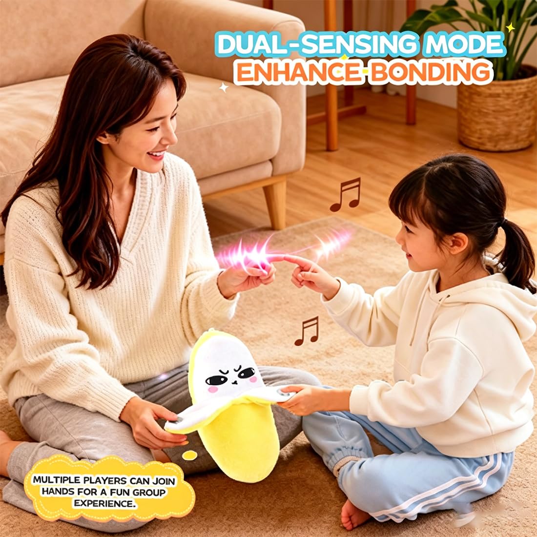 Peluche Musical Interactivo, Juguete de Fruta Sensible al Tacto para Niños, Juego Sensorial de Inducción con Música y Luces, Regalo Educativo de Aprendizaje para Juego en Grupo (3Pcs)
