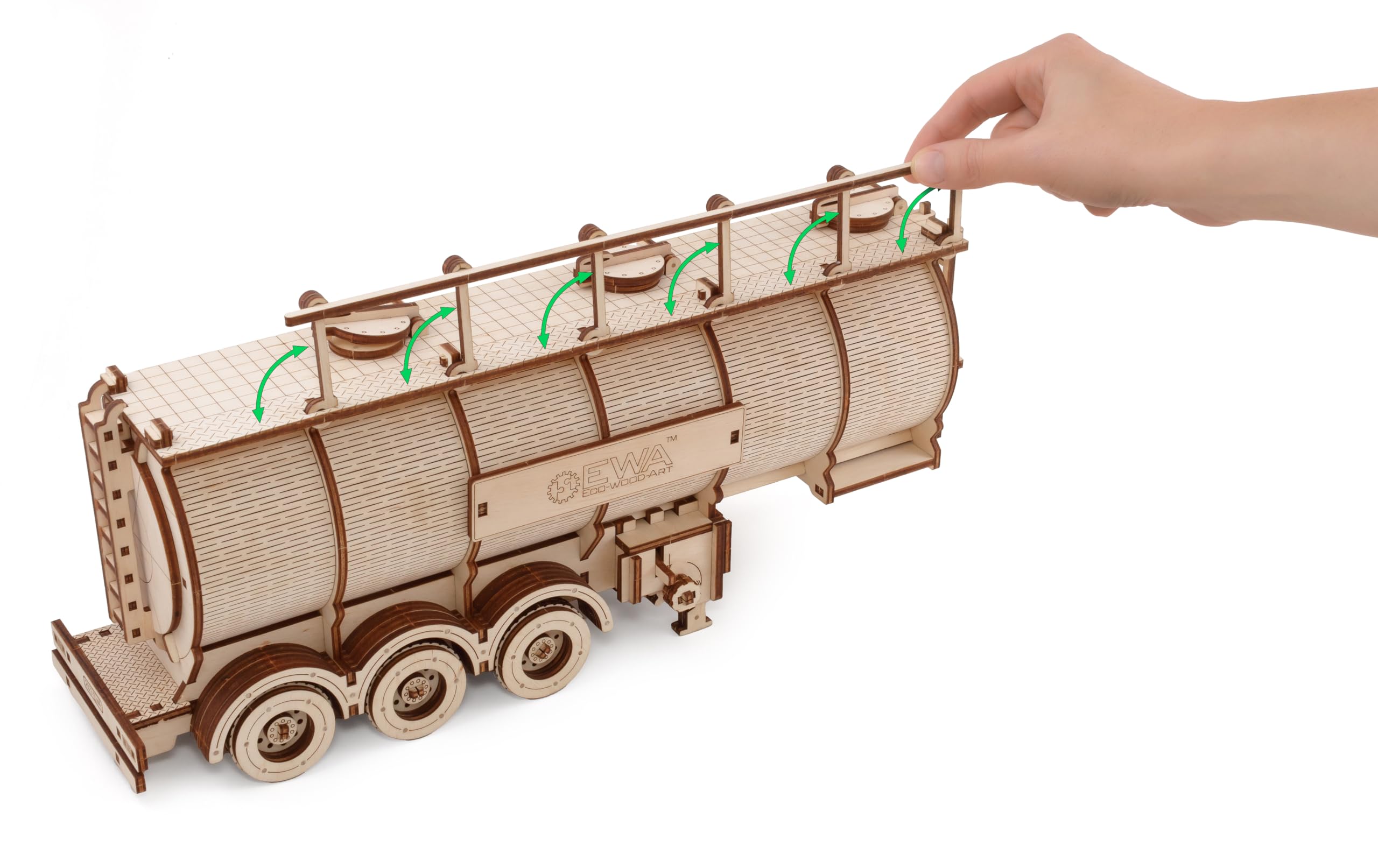 EWA Eco-Wood-Art Tank Trailer for Road King EWA Puzzle en bois écologique 3D pour adolescents et adultes-REMBOURSEUR Kit de bricolage à monter soi-même, pas de colle nécessaire-251 pièces, naturel