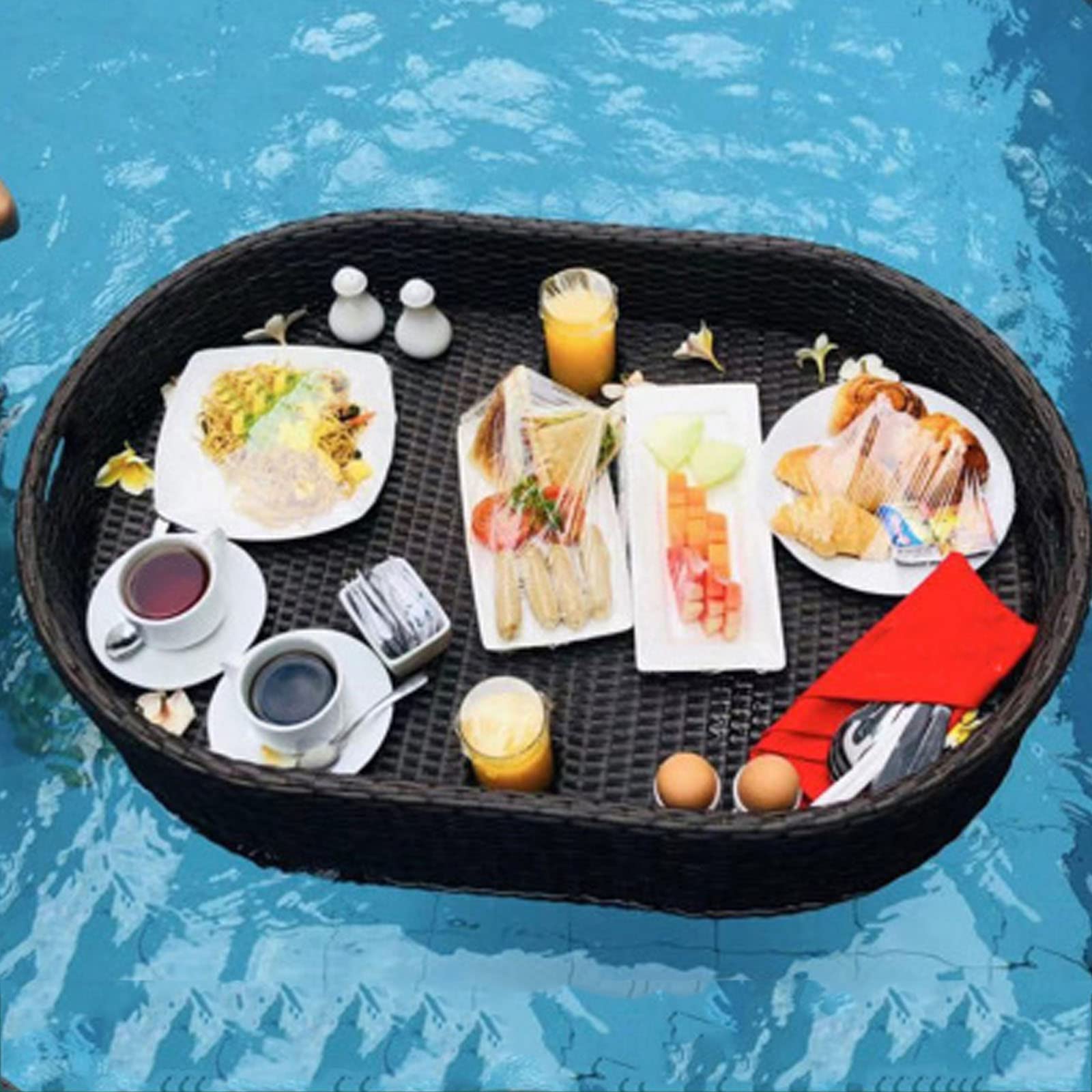 Schwimmendes Tablett in Blattform für Pool und Bad. Vielseitiges Serviertablett. Aufblasbare Schwimmhilfen für Erwachsene. Perfekt für Sandbänke, Partys und Entspannung.