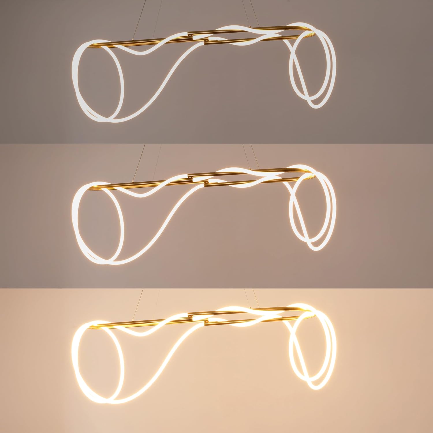 JONATHAN Y 59" Black Lisette Contemporary Minimalist 360 Adjustable Silicone Rope/Metal Dimmable Integrated LED Chandelier, Slope Ceiling Compatible (JYL7139B)