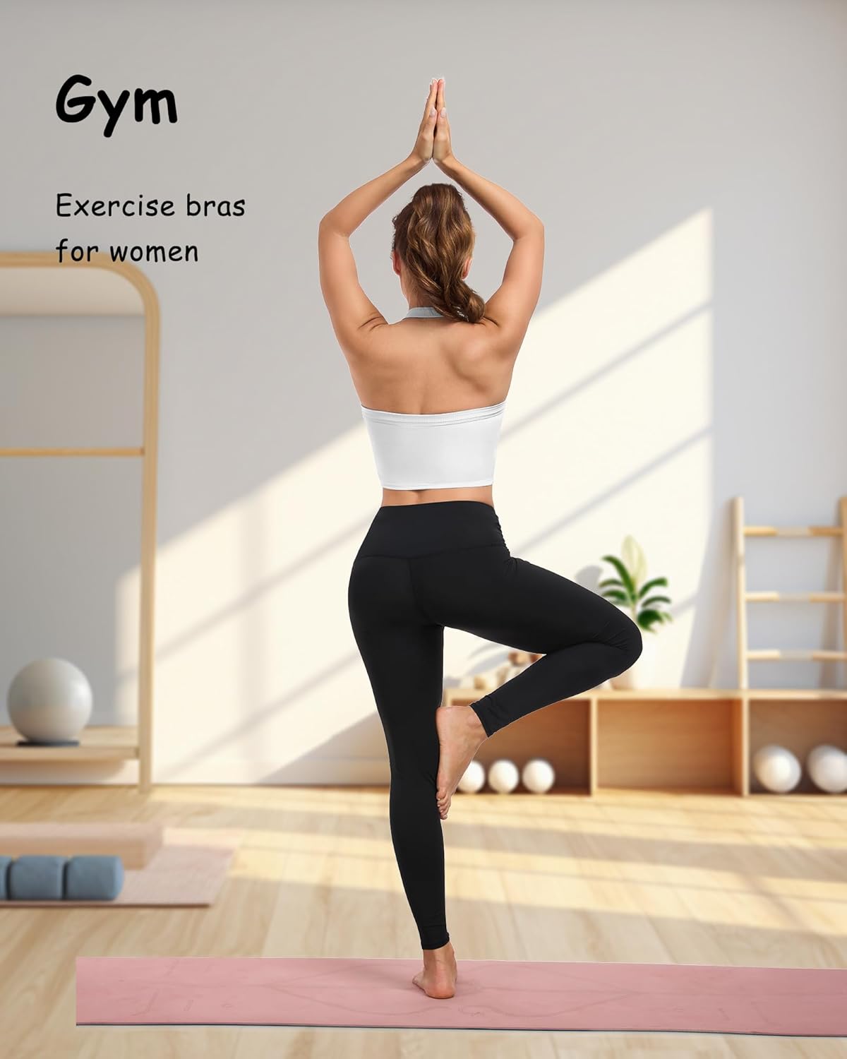 Halter Sports Bra Longline Open Back Workout Top Ribbed Crop Tank Tops with Built in Bra Gym Yoga Push Up - Image 9