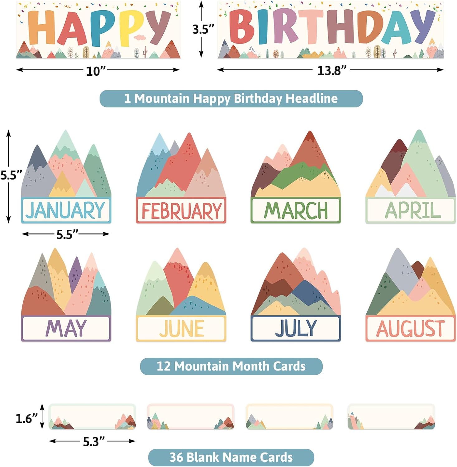 WorldBazaar Happy Birthday Bulletin Board Set, 50 PCs,Classroom Wall Decor image 2