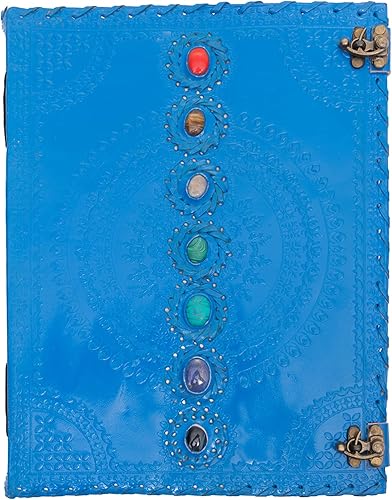 Miniatura 9 de Tuzech Diario de cuero gigante con relieve de piedra medieval de siete chakras, cuaderno de sombras, cuaderno de oficina, diario Hocus Pocus, poesía