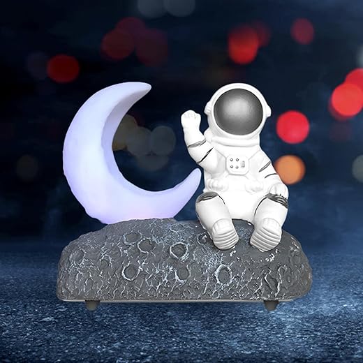 Moon Light Astronaut Bluetooth Speaker Silver Grey