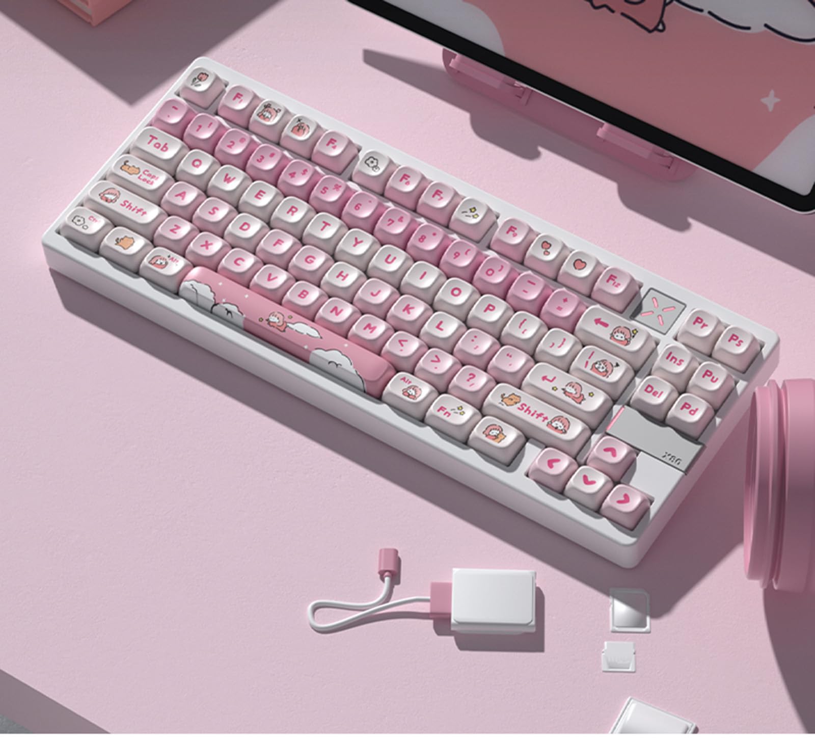 129keys Keycaps Sostituzione Lazy Theme Keycaps per Gaming Interruttori Tastiera Meccanica