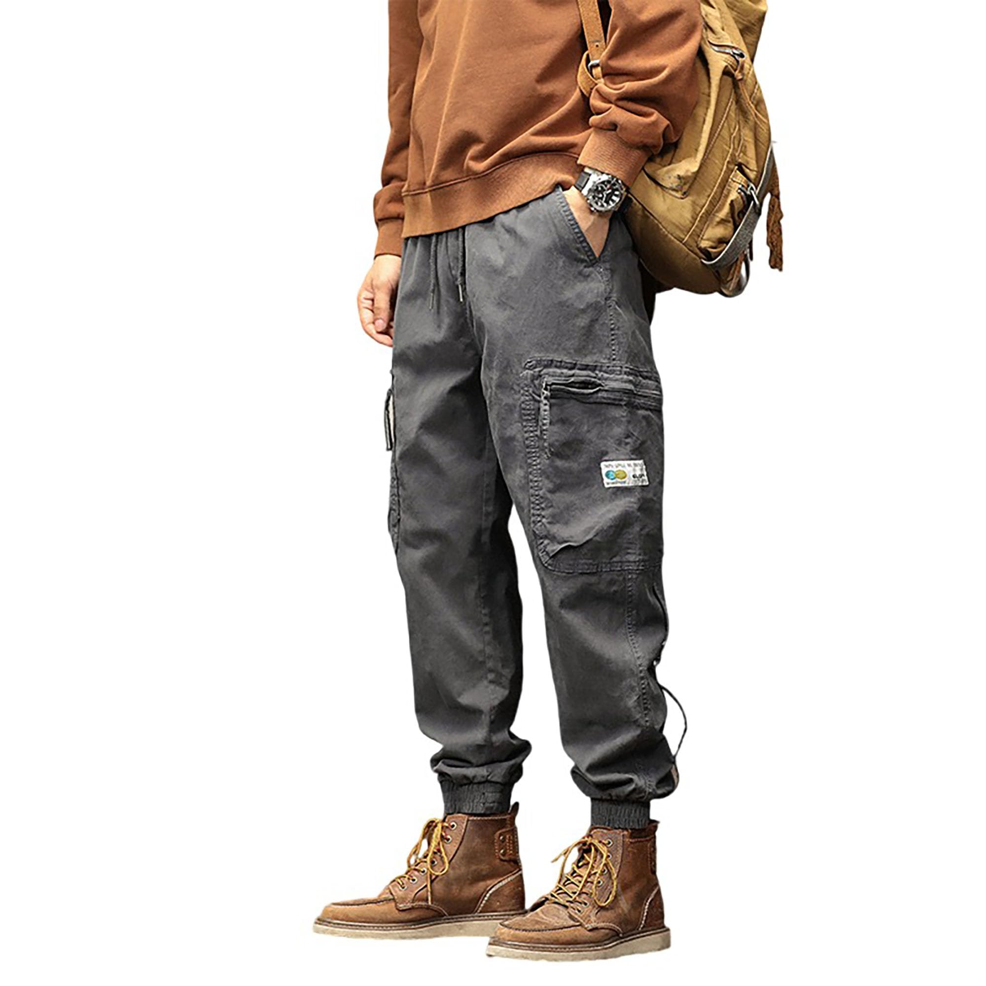 XYXIONGMAO Cargohose für Herren mit mehreren Taschen, japanische High-Street-Hose, Kordelzug, Cargohose für Herren, Hip-Hop-Sweathose