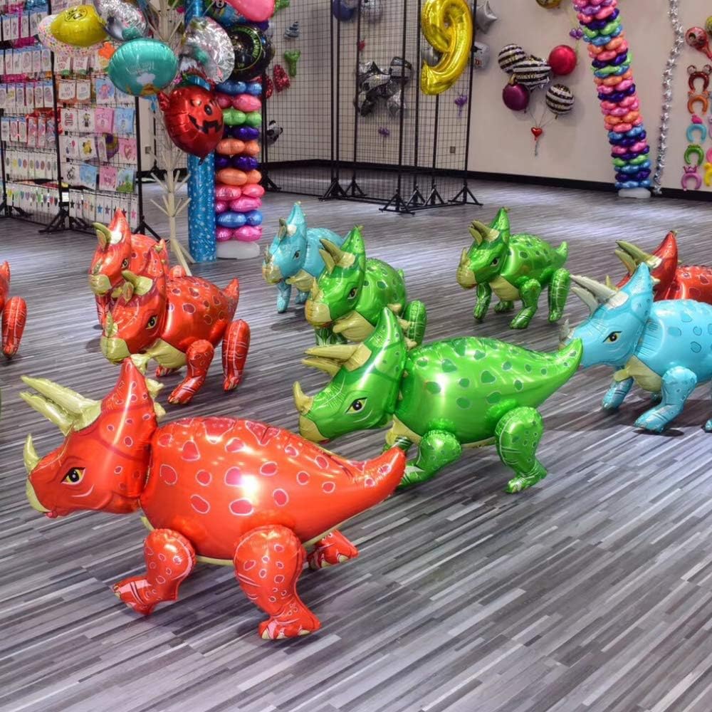 Dinosaur Party Supplies - 6 pcs Premium 3D JUMBO Foil Dinosaurs Mylar Balloons for Birthday Celebration - Colorful Triceratops and Apatosaurus Decoration