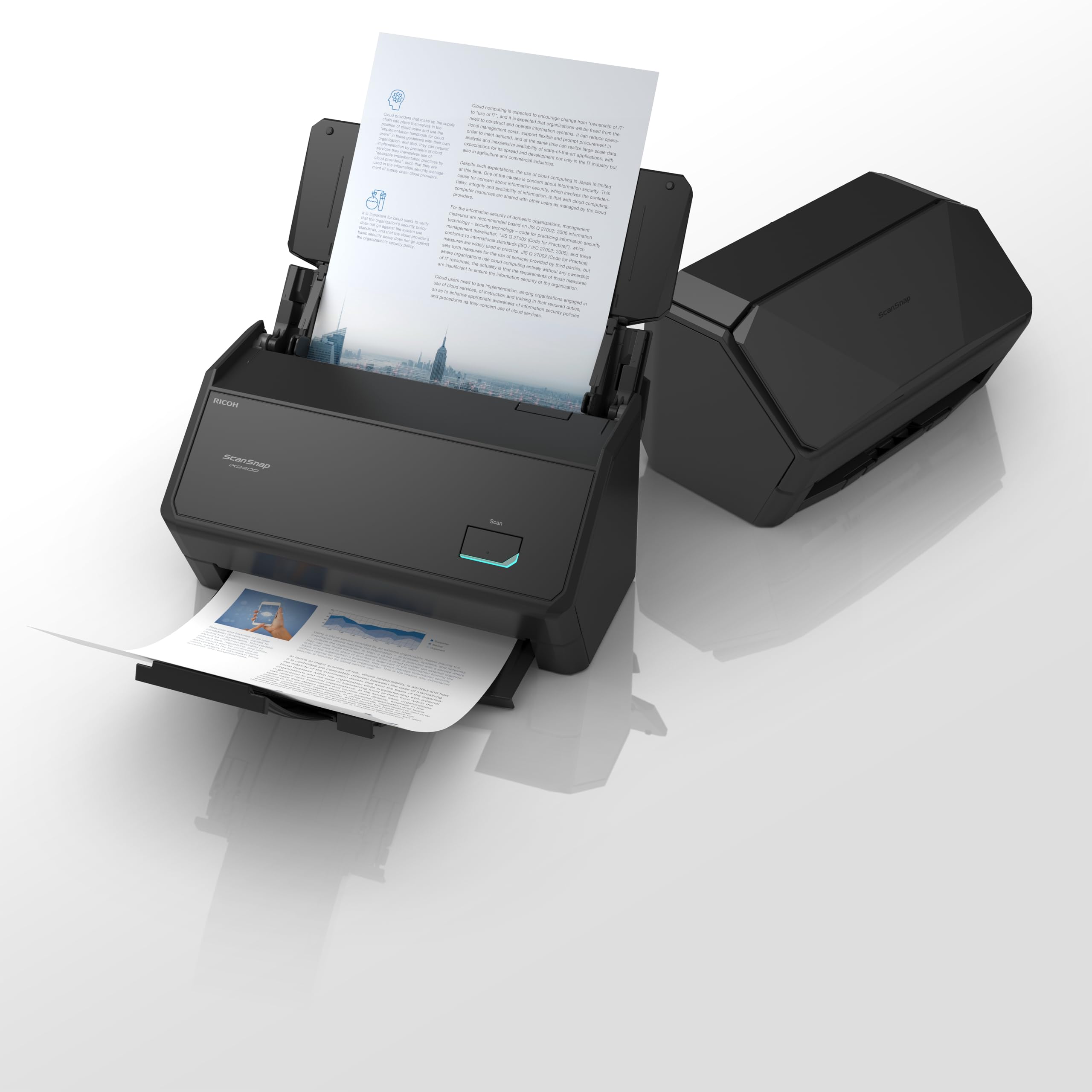 Ricoh ScanSnap iX2400 Dokumentenscanner A4 Duplex Touch-Screen USB3.2 Desktop-Scanner (45 S/min / 90 B/min) mit ADF Schwarz