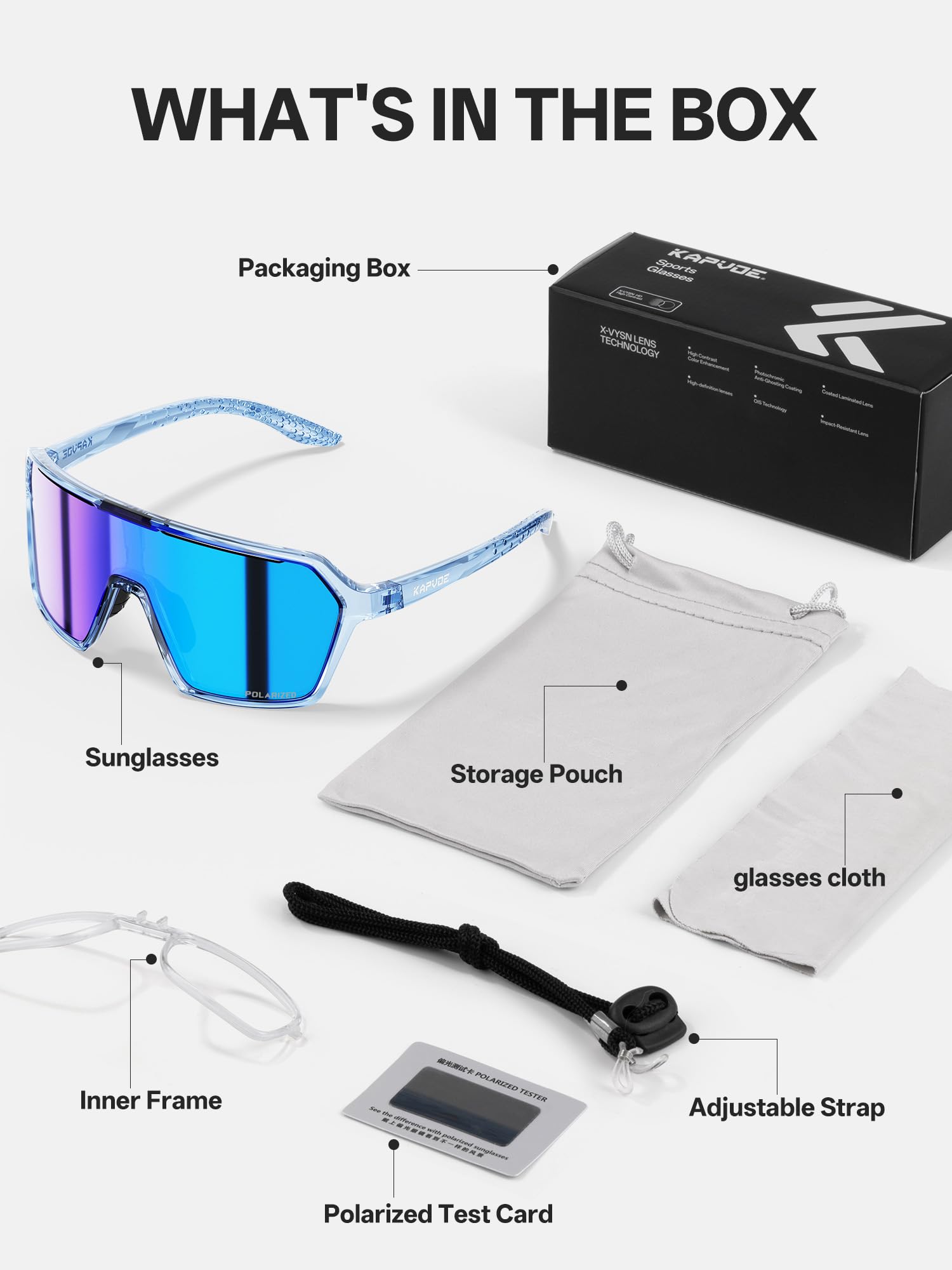 KAPVOE Occhiali da Sole Ciclismo Uomo Donna Sportivi Polarizzati Bici Mountain Bike MTB Bicicletta Baseball