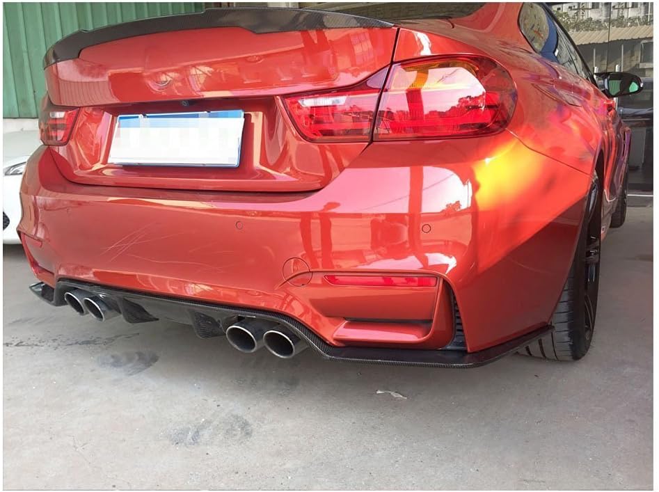 Carbon Fiber Rear Bumper Lip Diffuser fits for BMW 3 Series F80 M3 Sedan 4 Series F82 F83 M4 Coupe Convertible 2014-2018 Rear Bumper Cover Lower Lip Spoiler Valance Protector