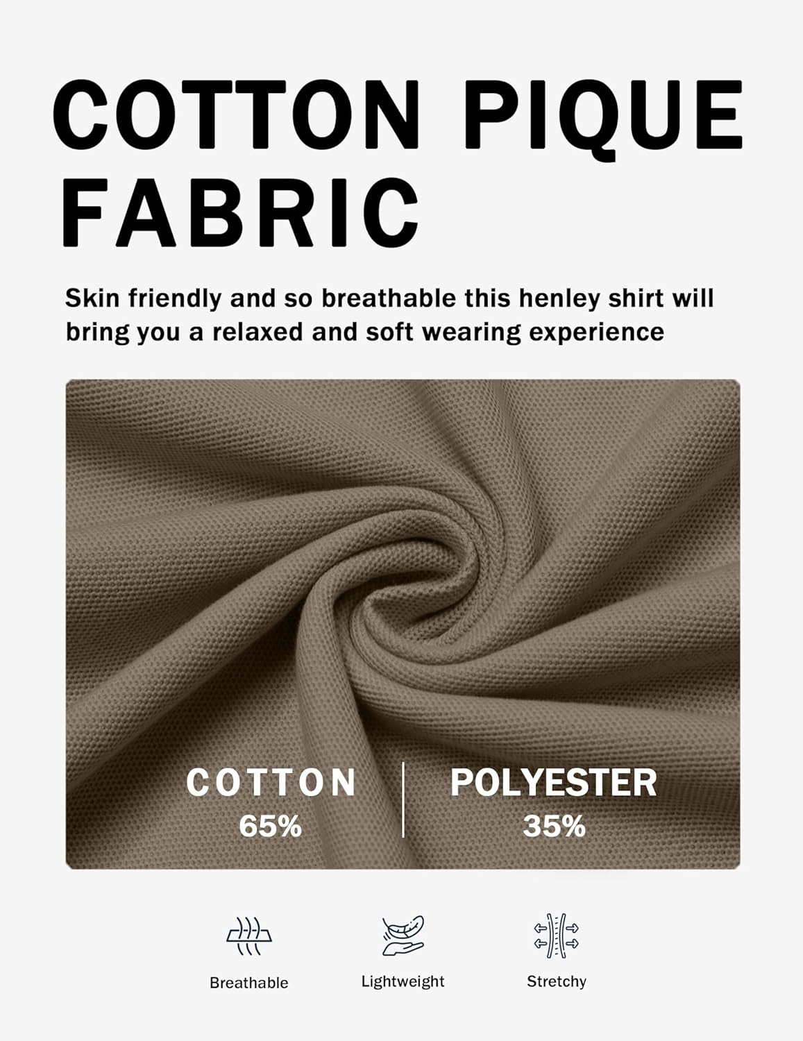 COOFANDY Men's Casual Henley Shirt Short Sleeve Cotton Pique Band Collar Shirt Summer Button Basic Tee Shirts - Image 4