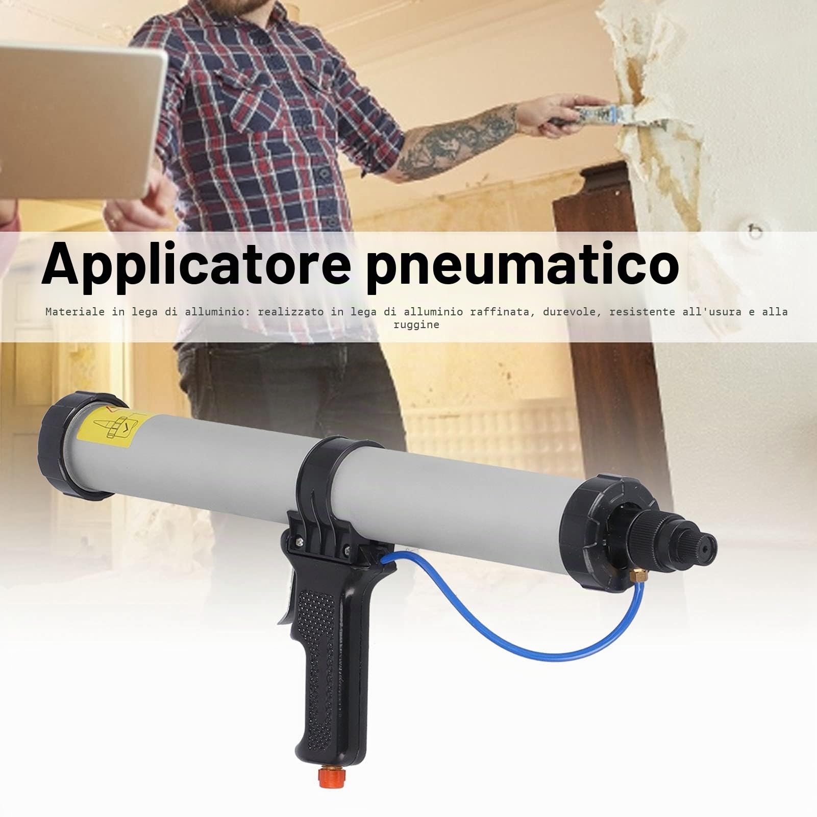 Pistola per silicone pneumatica Applicatore in lega di alluminio Strumenti industriali Pistola per silicone ad aria compressa Pistole per silicone a mano per contenitori di navi 600ml