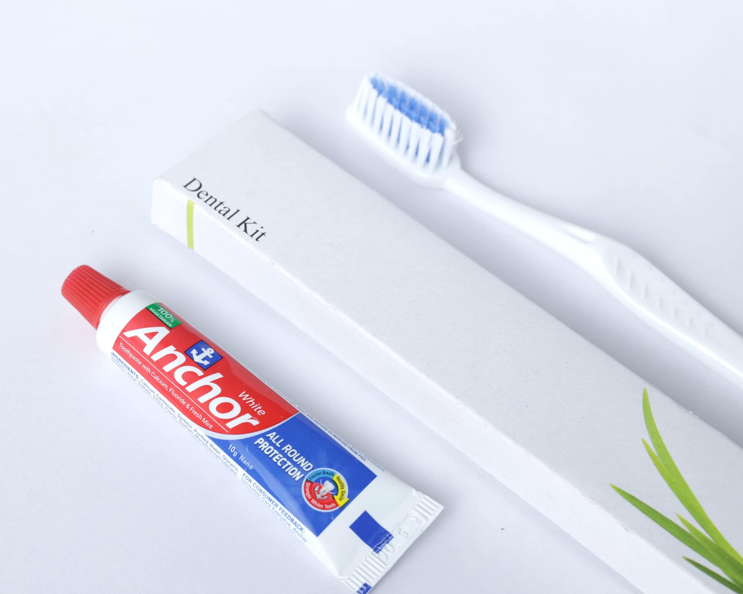 Sevenhills Toiletries300 Sets Hotel Accessories,Hotel Kit,Guest Room Amenities,Marriage Guest Toiletry Kit Hospital Kit Dental Kit (1 Toothbrush & 1 Toothpaste 8g) (Pack of 300 Sets)