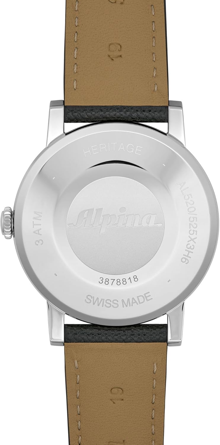 Alpina Men's Automatic Heritage Watch, Black Leather Strap, Beige Dial Style: AL-520BG3SH6