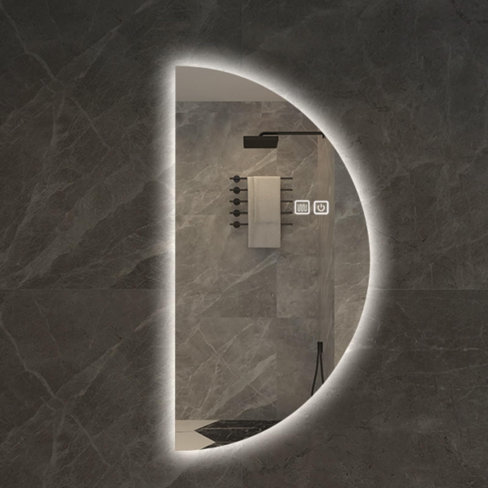 Miroir de courtoisie LED 3 couleurs tactile et lumineux pour un reflet net