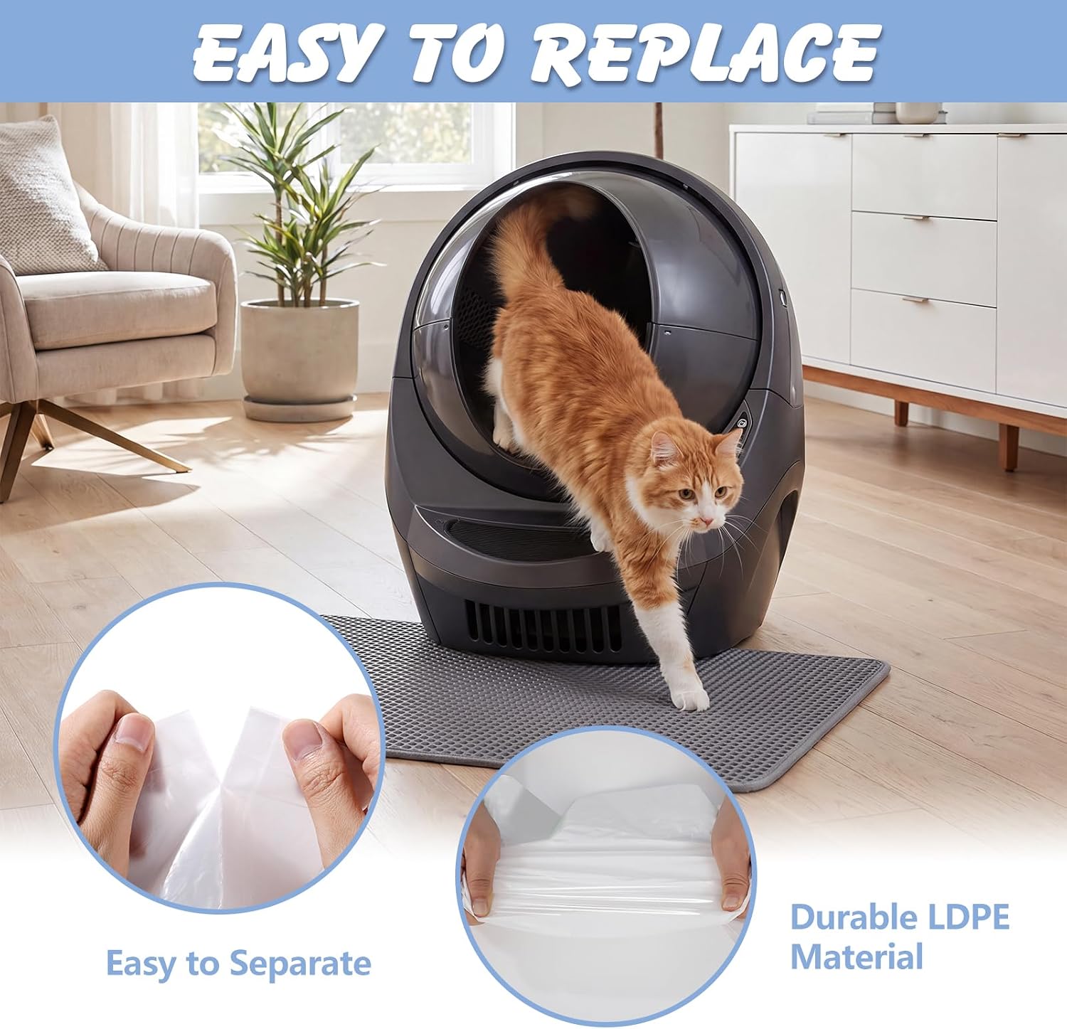100 Cat Litter Bags For Litter Robot 3/4/5, Clear Liners, 9-11 Gal image 5